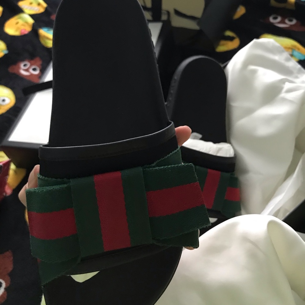 Gucci Satin Bow Slides